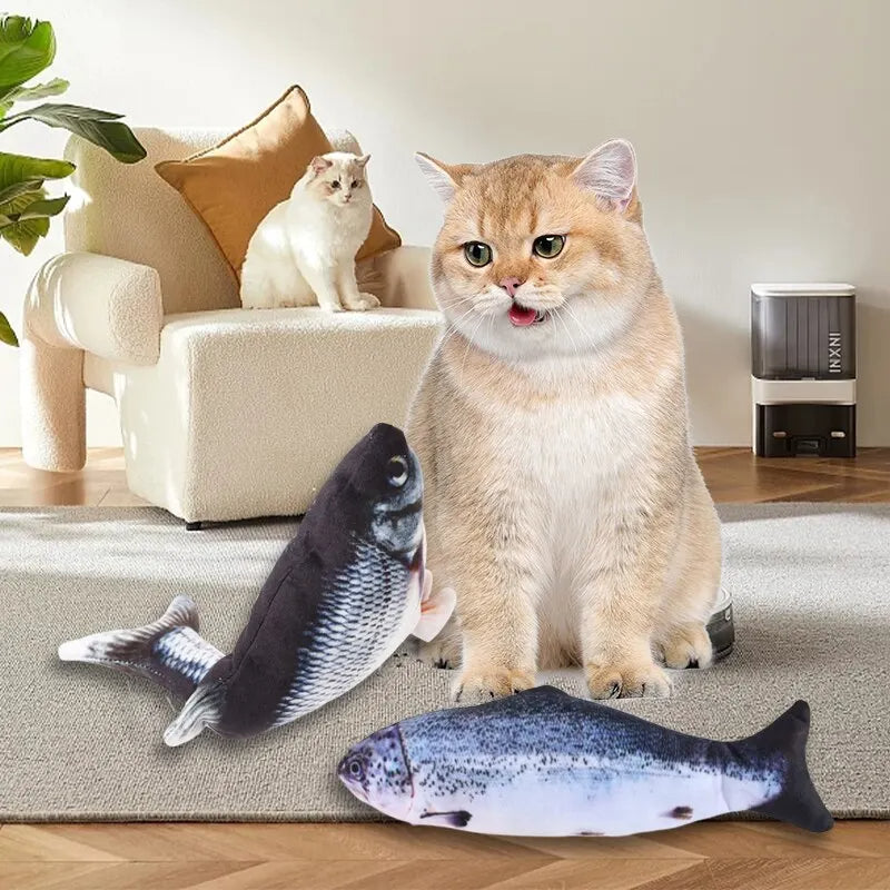 Interactive USB Charging Cat Toy - Plush Fish Design for Playtime Fun