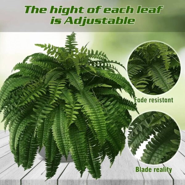 Lifelike UV Resistant Artificial Boston Fern Plant for Home Decor