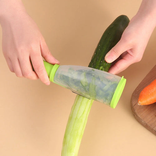 Apple and Vegetable Peeler with Storage Tube - Stainless Steel Kitchen Tool
