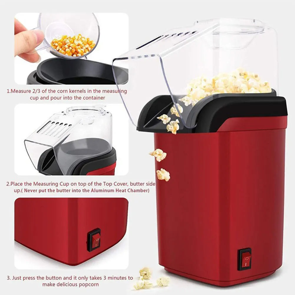 Electric Popcorn Maker with Hot Air Technology for Home Movie Nights