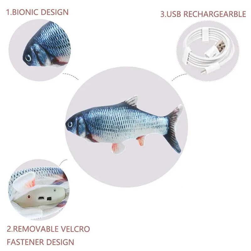 Interactive USB Charging Cat Toy - Plush Fish Design for Playtime Fun