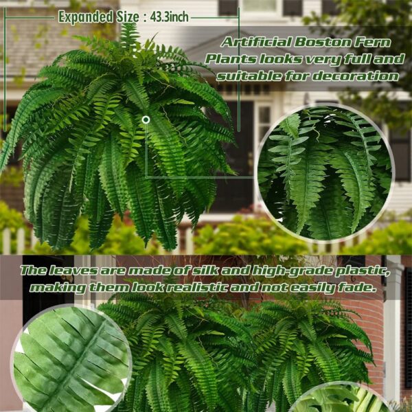 Lifelike UV Resistant Artificial Boston Fern Plant for Home Decor