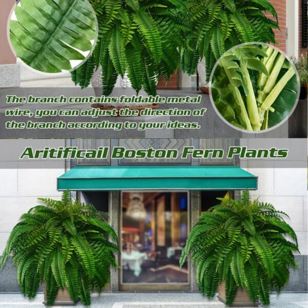 Lifelike UV Resistant Artificial Boston Fern Plant for Home Decor