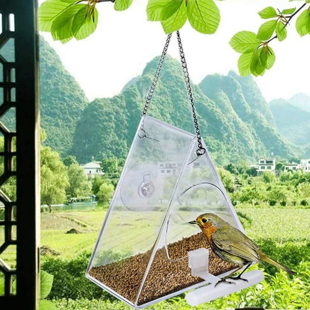 Clear Acrylic Outdoor Hanging Bird Feeder for Garden Use