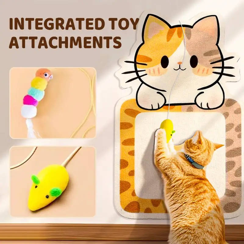 Wall-Mounted Cat Scratching Post - Durable Sisal Rope - Space-Saving Design
