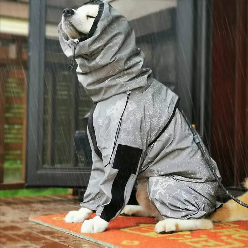 Waterproof Dog Raincoat with Adjustable Hood for Outdoor Use
