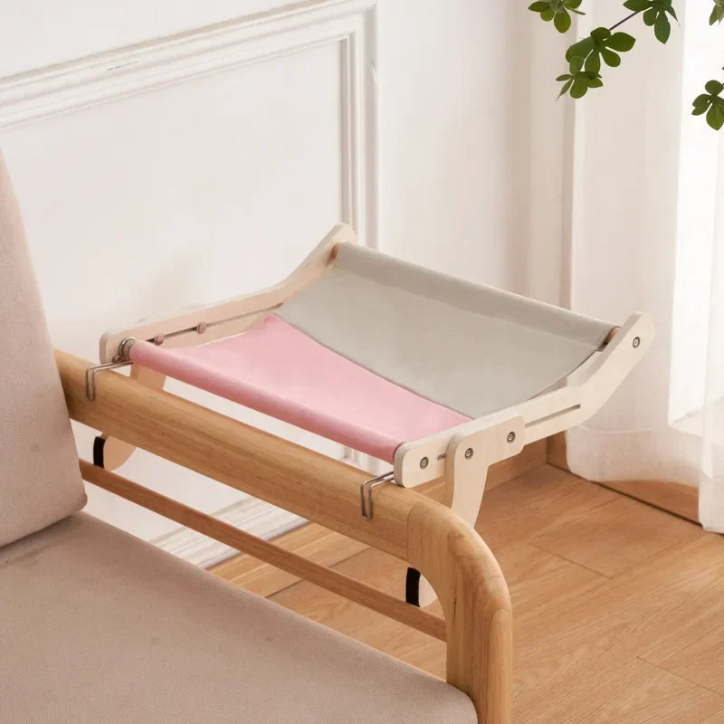 Wooden Cat Hammock Bed - Stylish Elevated Design for Indoor Cats