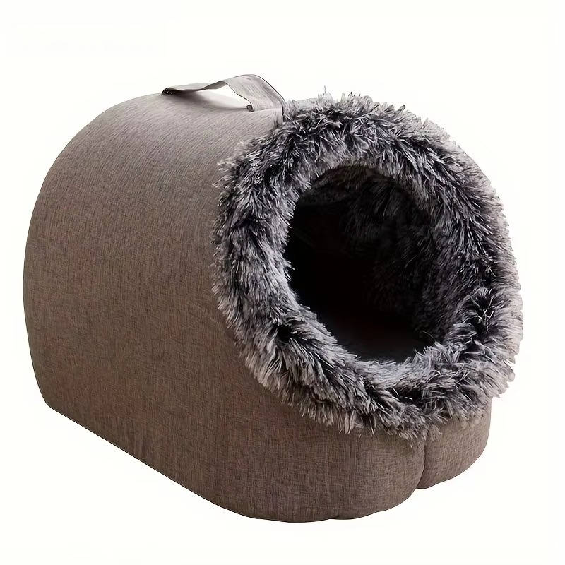 Cozy Fleece Winter Cat Bed - Soft Plush Design for Indoor Cats