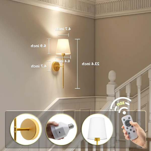 Wireless Wall Sconce Light Fixture - Modern Design for Indoor Lighting