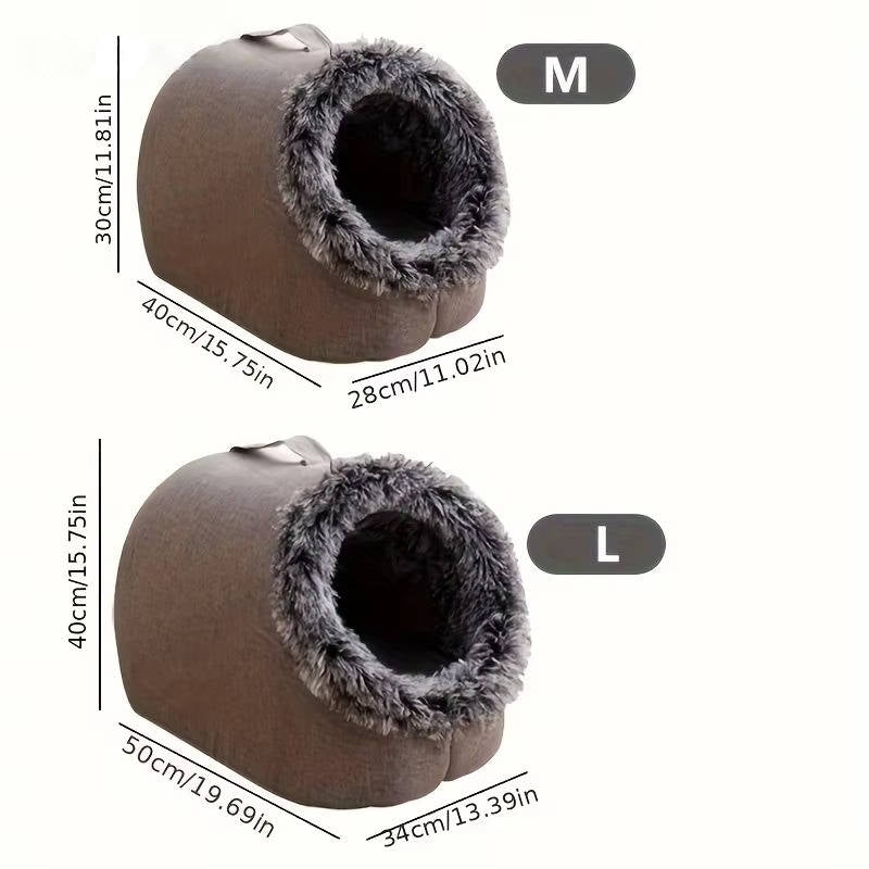 Cozy Fleece Winter Cat Bed - Soft Plush Design for Indoor Cats