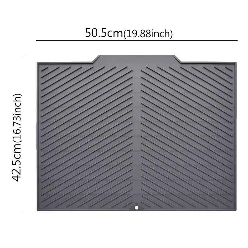 Silicone Dish Drying Mat with Drain Design for Kitchen Use