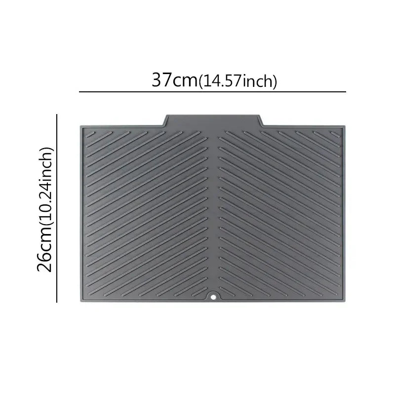 Silicone Dish Drying Mat with Drain Design for Kitchen Use